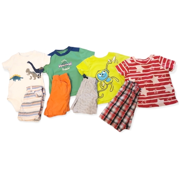 Carter's Other - Baby boy bundle lot 4 sets tops plaid Animal shorts carter's 18 months Disney
